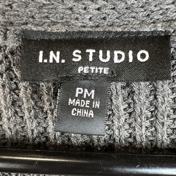 I.N. studio womens Sweater Cardigan Duster Open Front Colorblocked Petite Medium - Picture 8 of 16